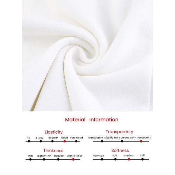 Women's Office Dresses with Pockets Split Neck Work A-Line Dress White - Picture 5 of 6